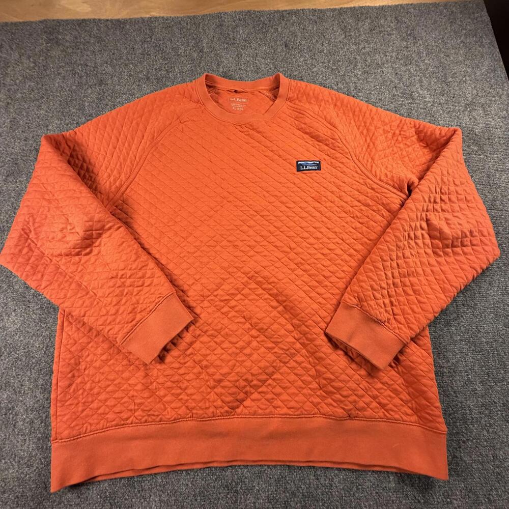 L.L.Bean Traditional Fit XL Men's Orange Quilted Sweatshirt #1298